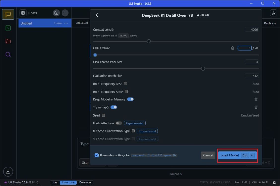 Esecuzione del modello deepseek r1 utilizzando lm studio