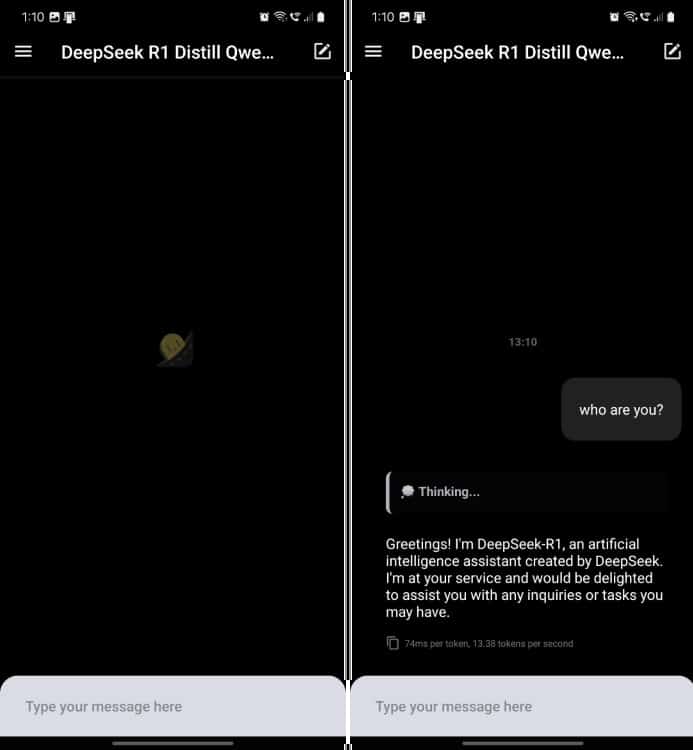 Esegui il modello deepseek r1 localmente su Android
