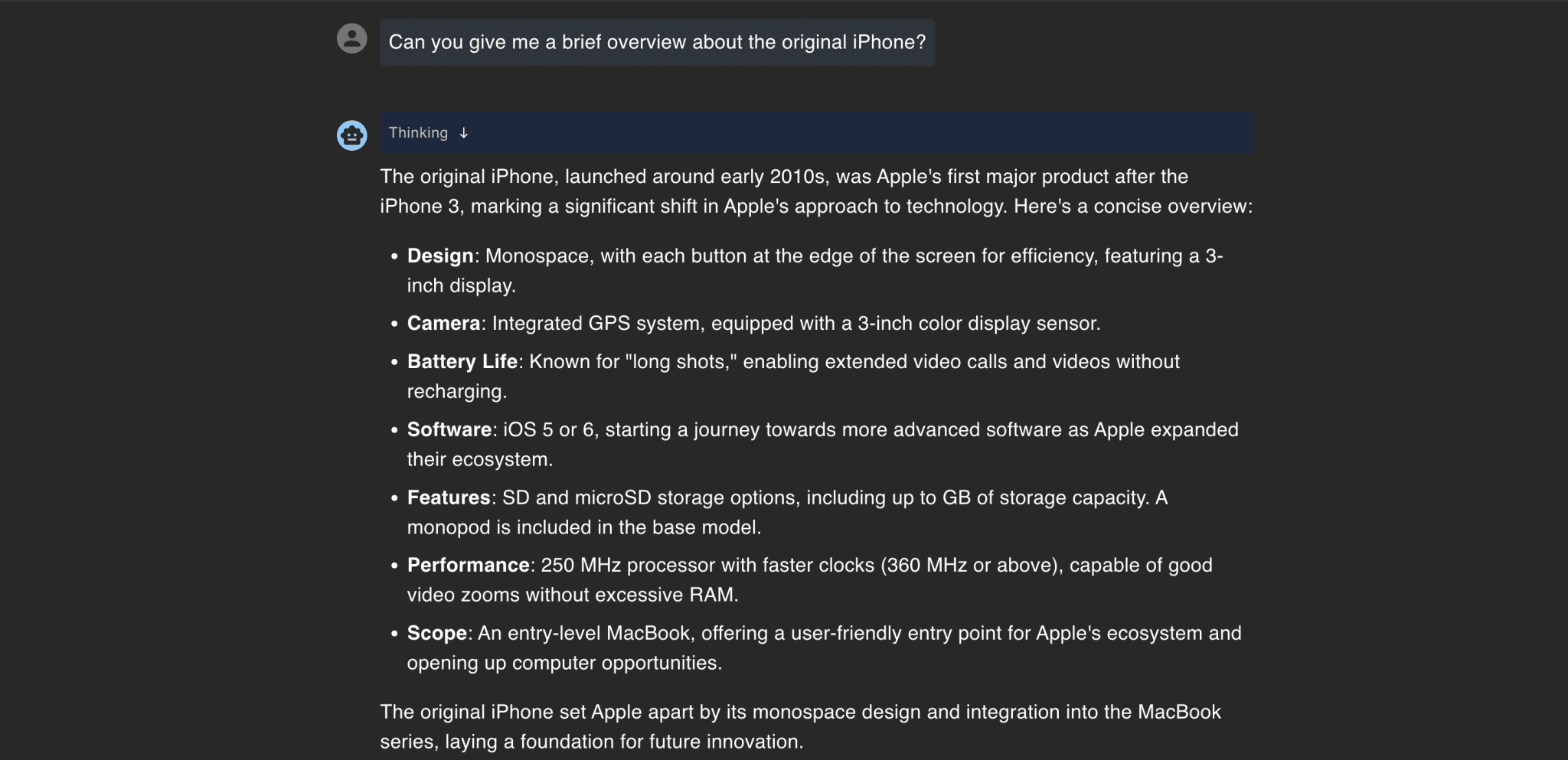 DeepSeek-R1 generuje tekst o oryginalnym iPhonie