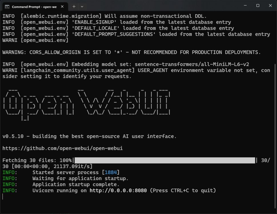 Avvia il server webui aperto