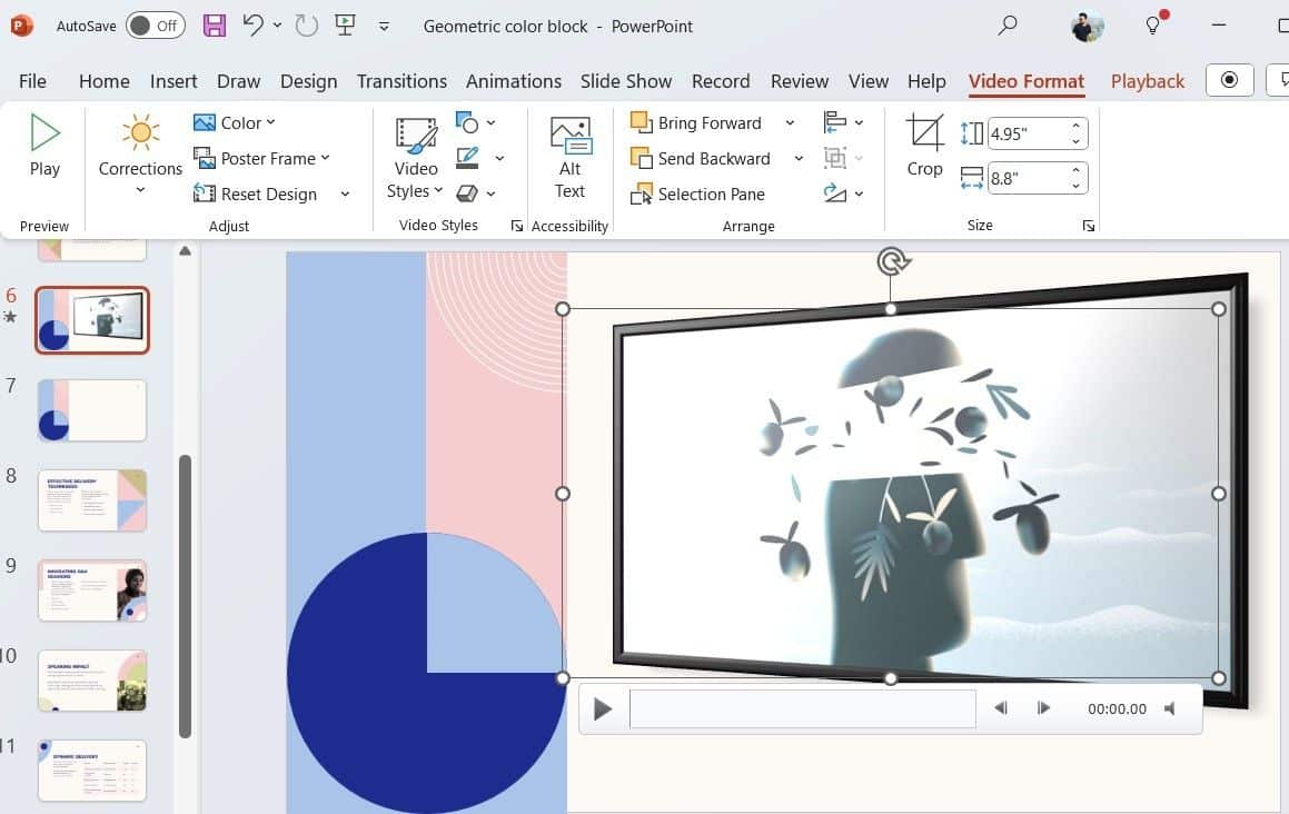 PowerPoint 中的「視訊格式」標籤