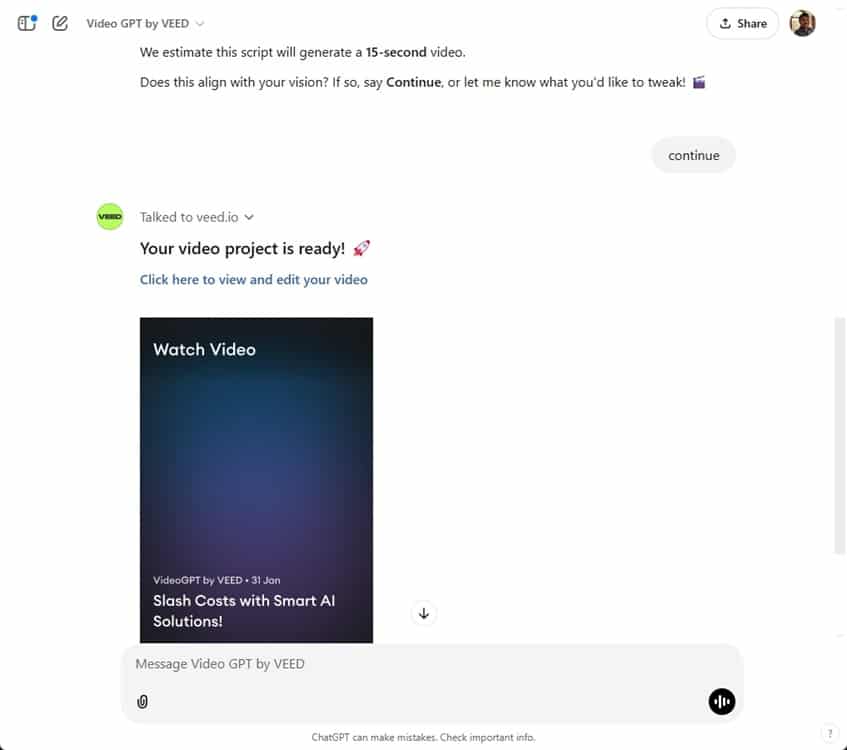 video gpt di veed demo