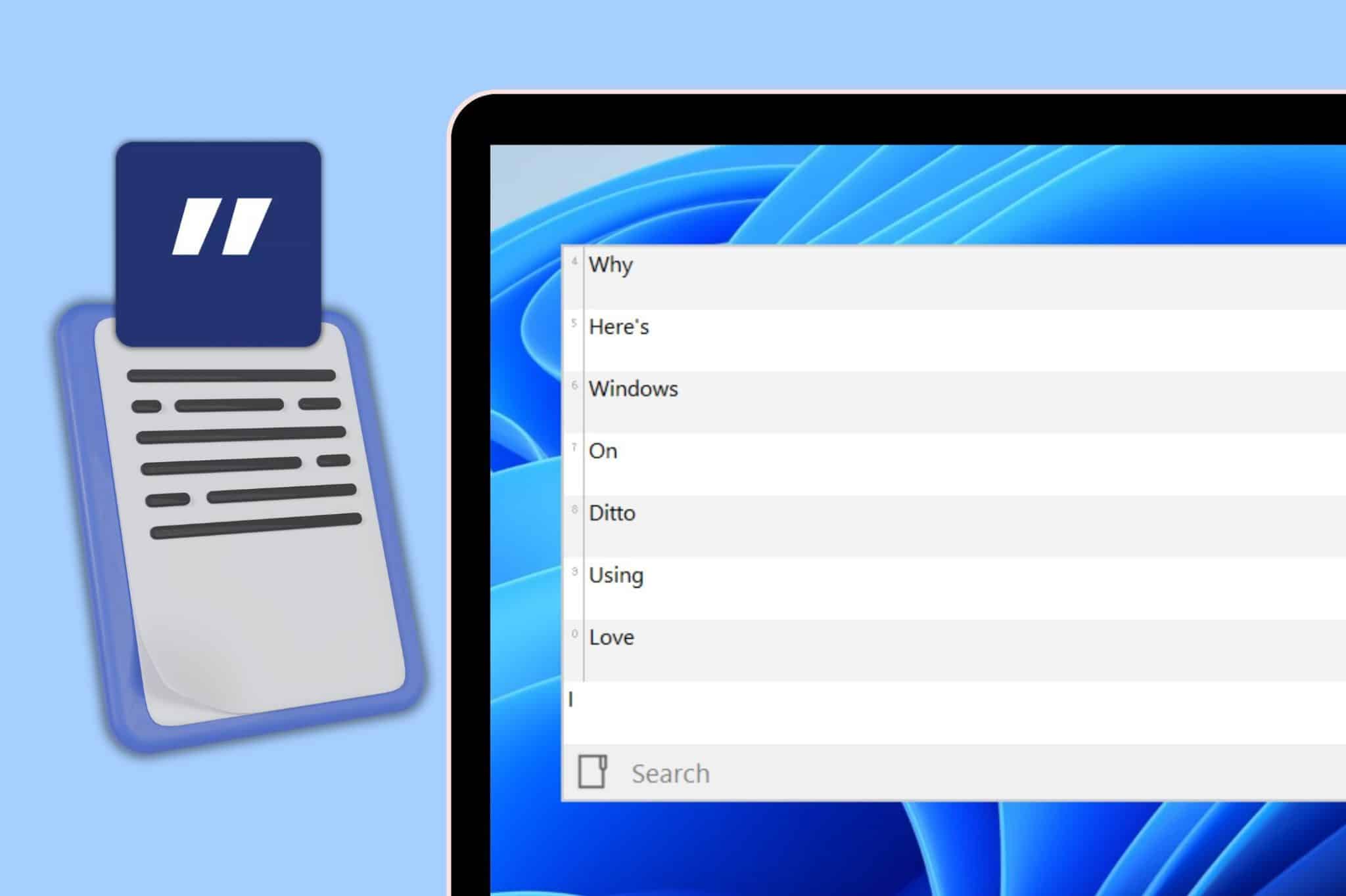 Ditto uygulaması açıkken ve dizüstü bilgisayarında pano simgesi bulunan Windows dizüstü bilgisayar ekranı