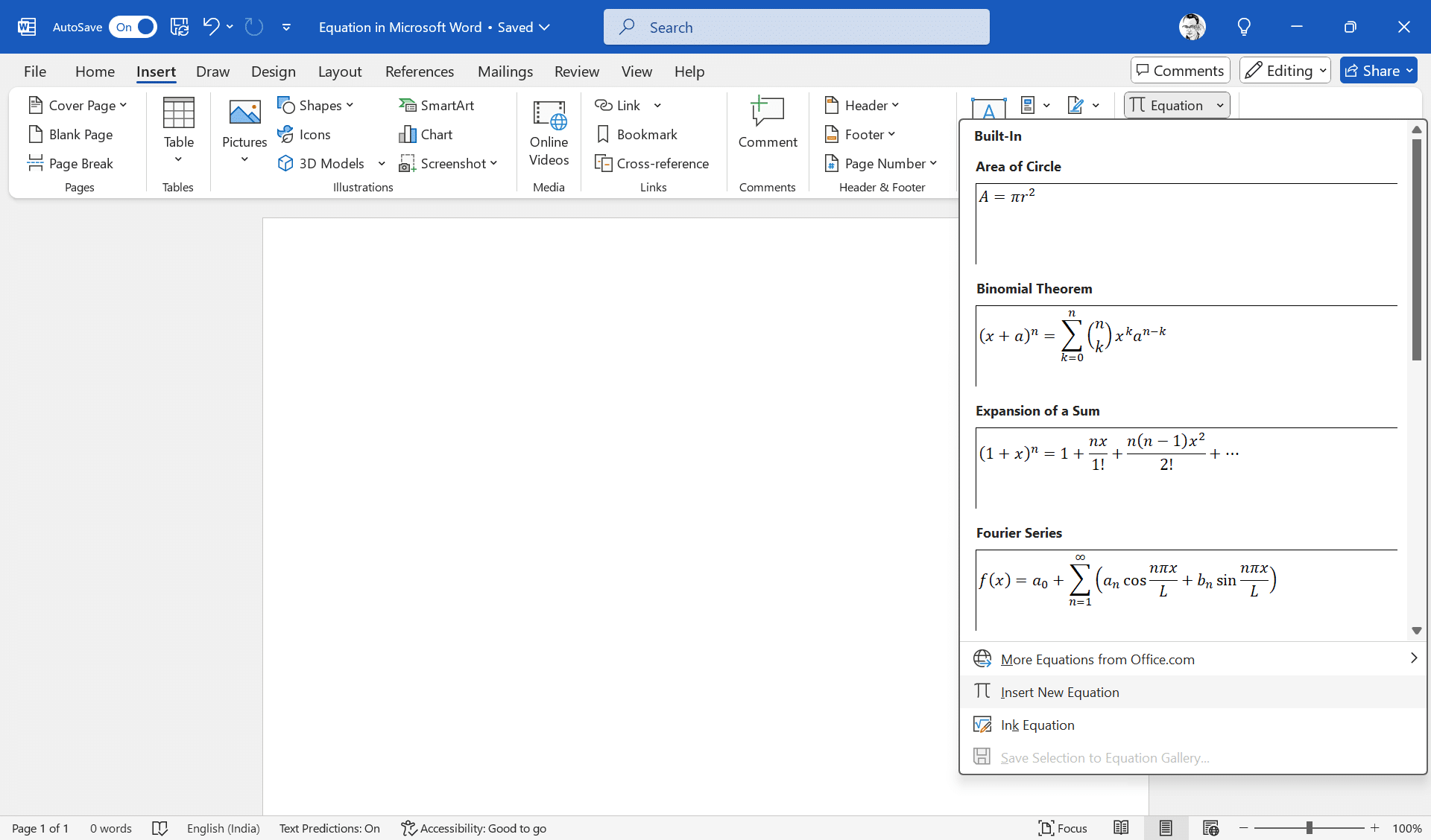 Microsoft Word 公式