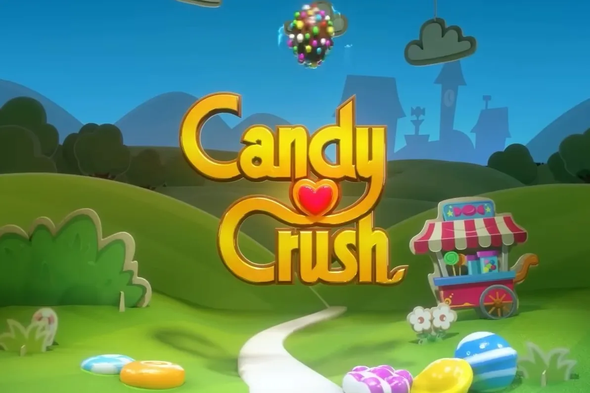帶有有趣綠色背景的 Candy Crush 徽標
