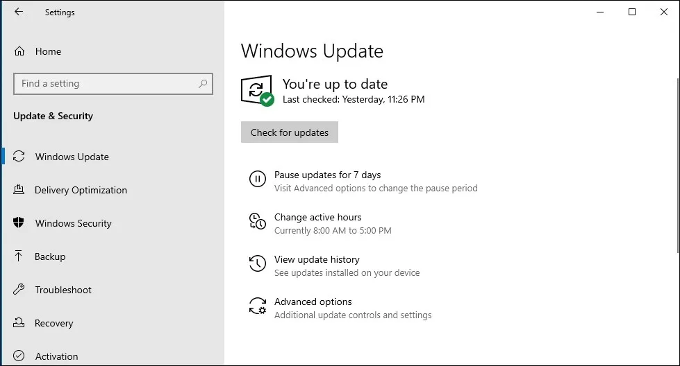 controlla gli aggiornamenti di Windows 10