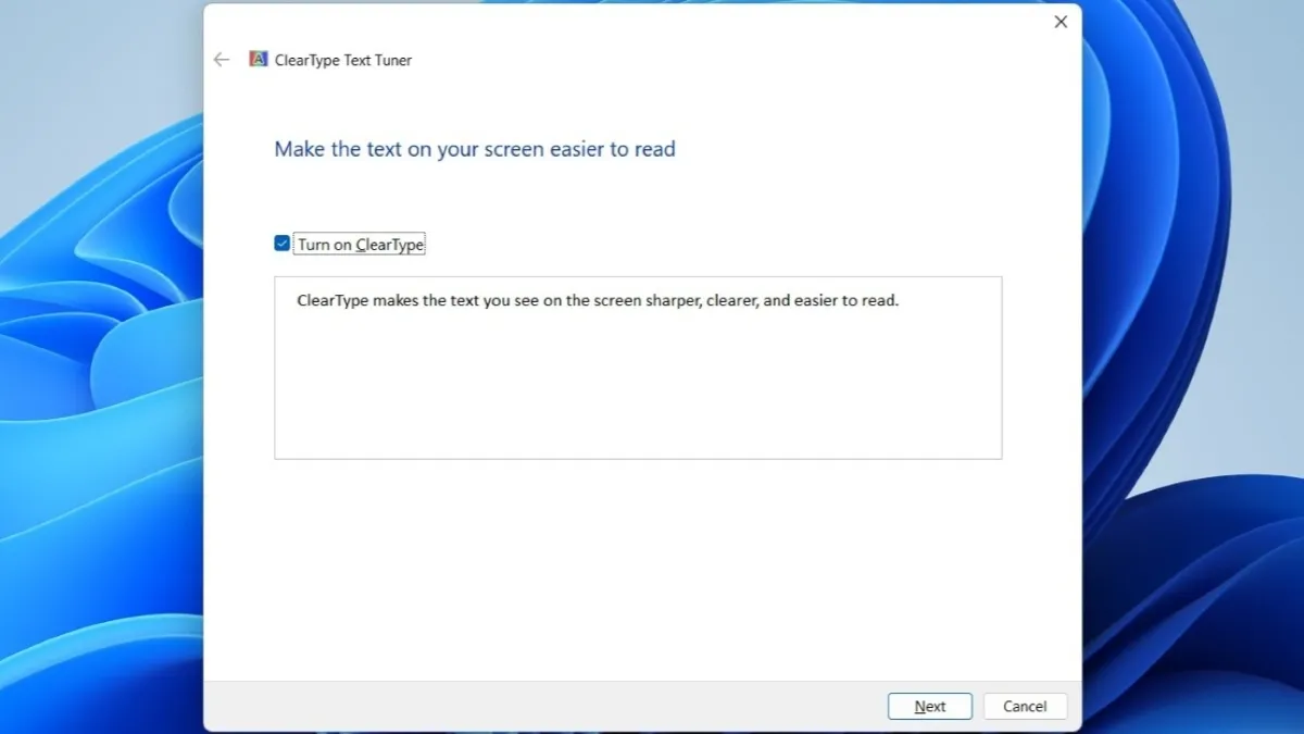 Strumento di regolazione del testo ClearType su Windows