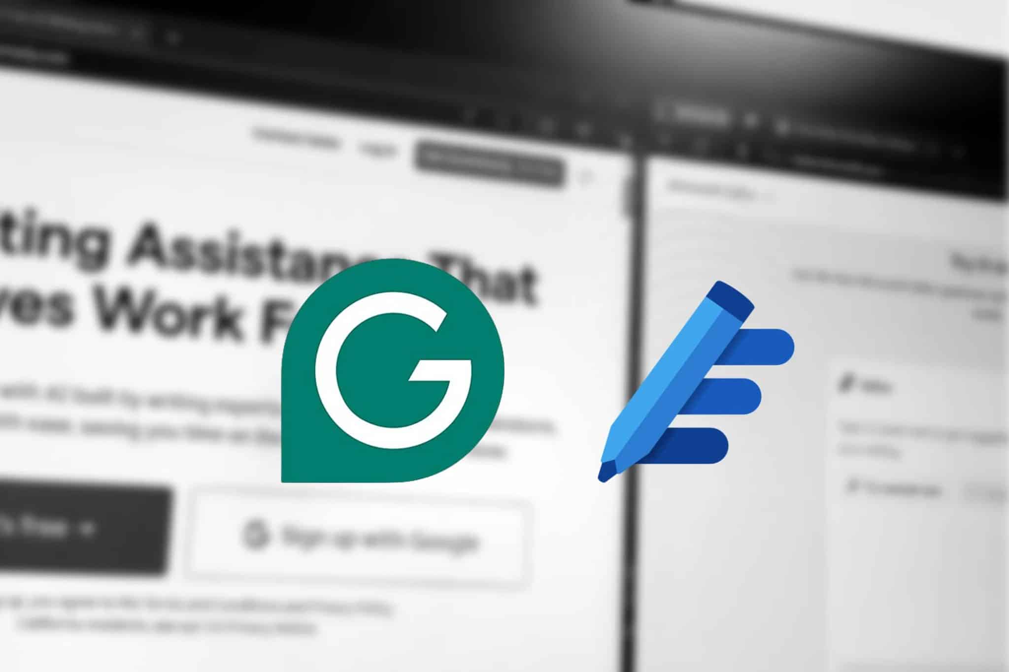 Loghi di Grammarly e MS Editor uno di fronte all'altro