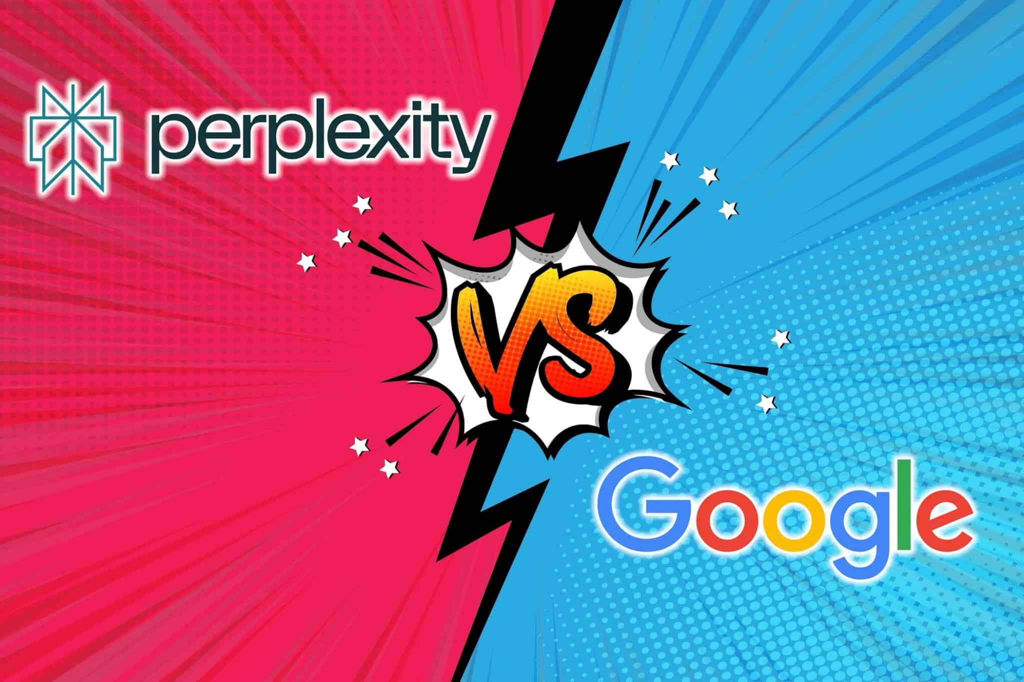 Perplexity 和 Google 標誌以及分隔兩側的對應圖標