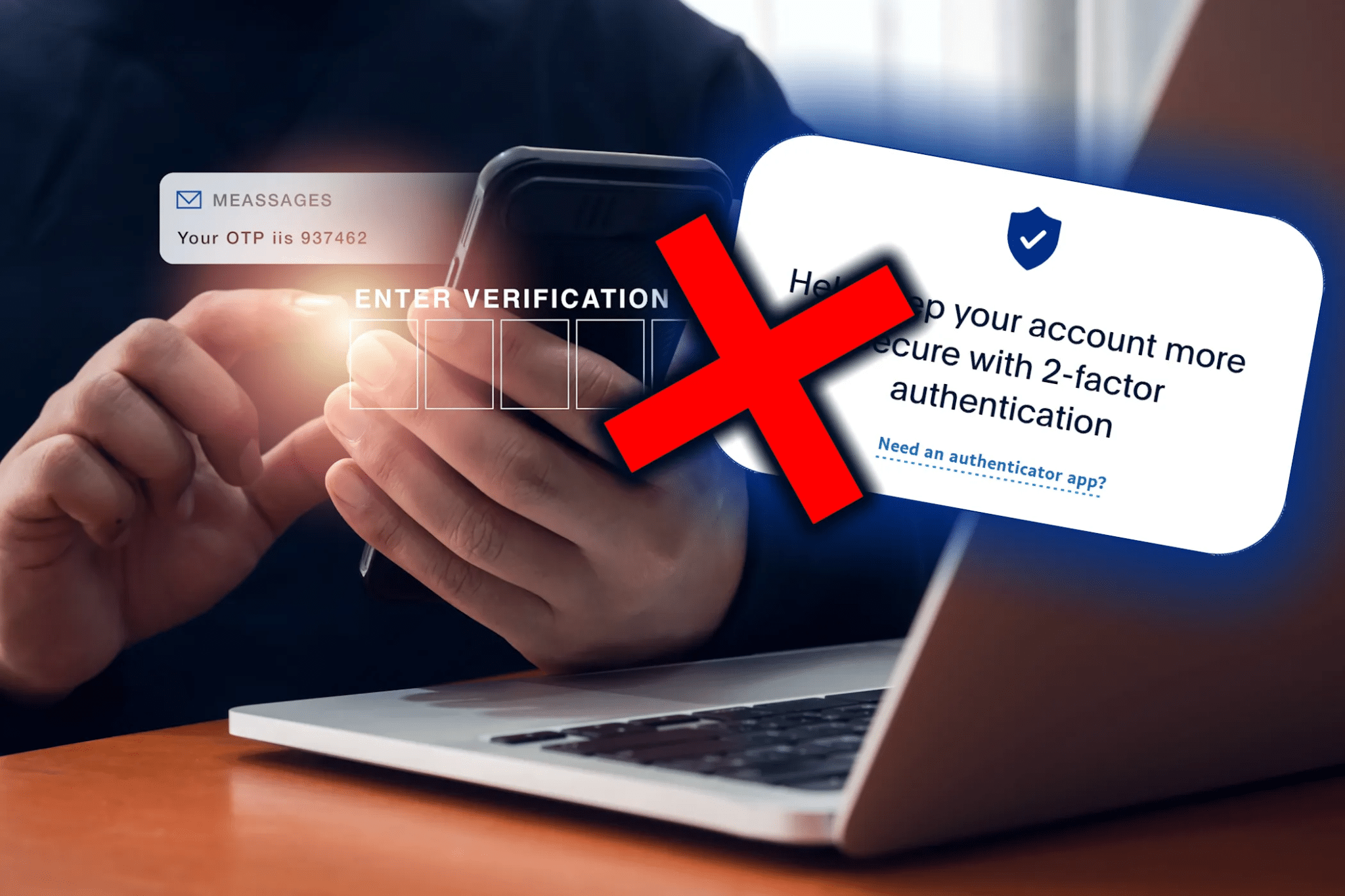 persona che riceve un SMS 2FA errato con verifica PayPal.