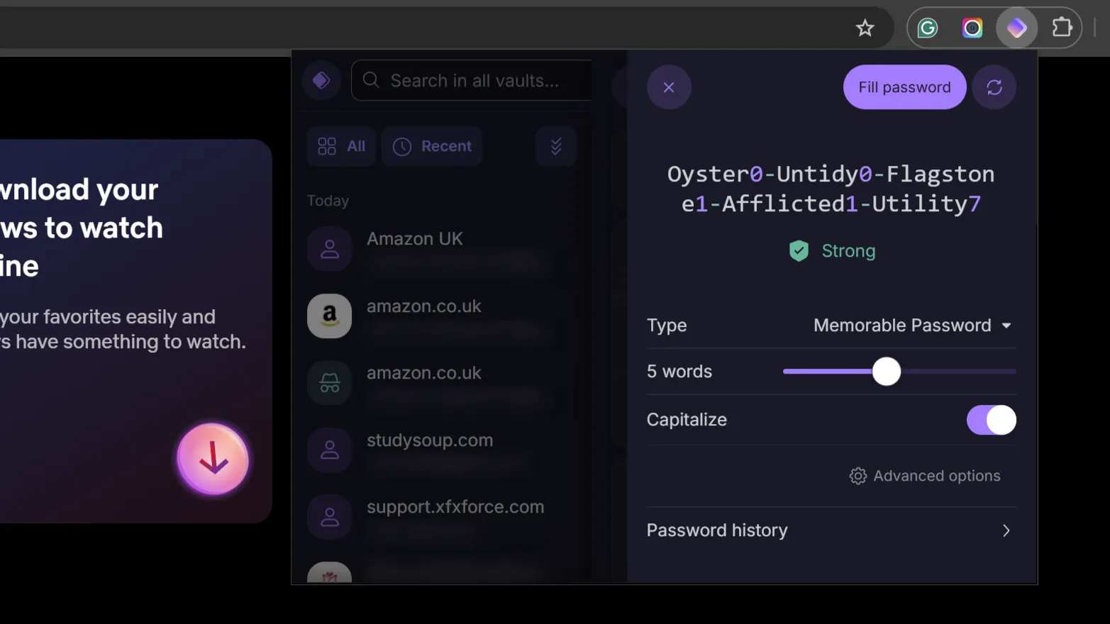 Proton Pass genera una nuova password