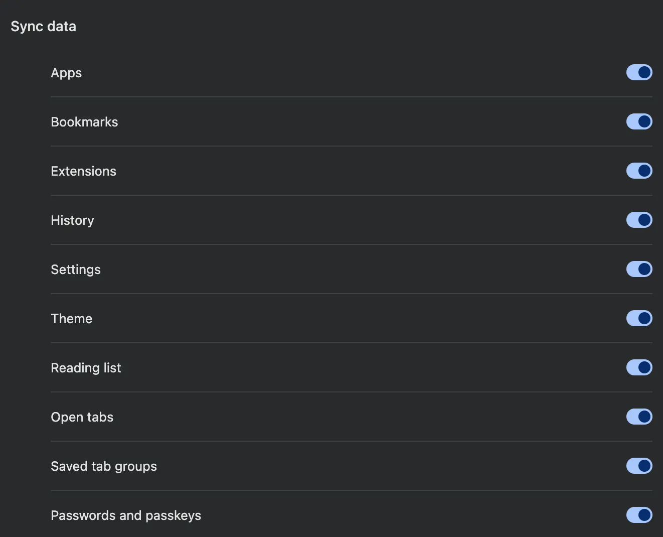 Функция автоматической синхронизации Chrome позволяет вам настраивать то, что вы хотите синхронизировать