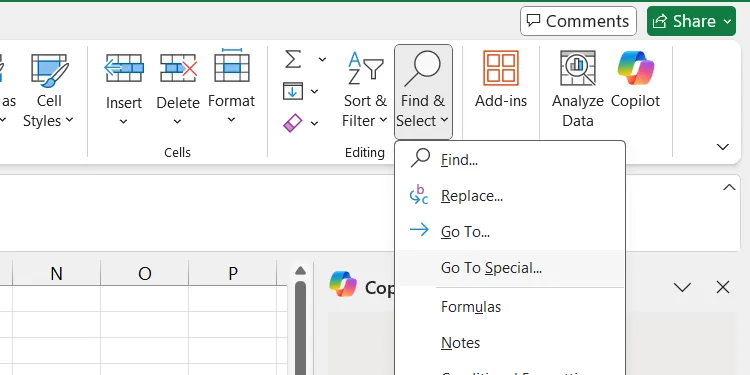 Open het dialoogvenster Ga naar speciaal in Excel.