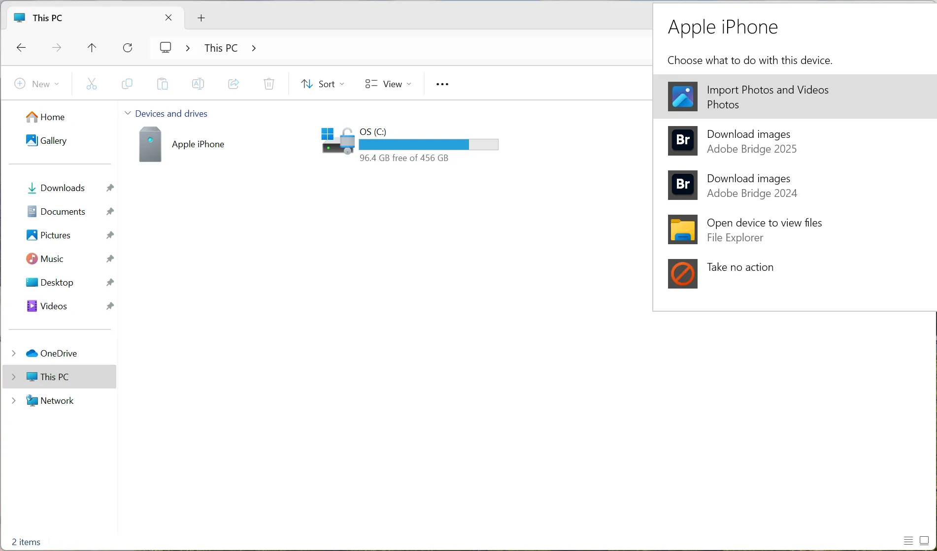 使用 Windows 資源管理器匯入 iPhone 照片和視頻