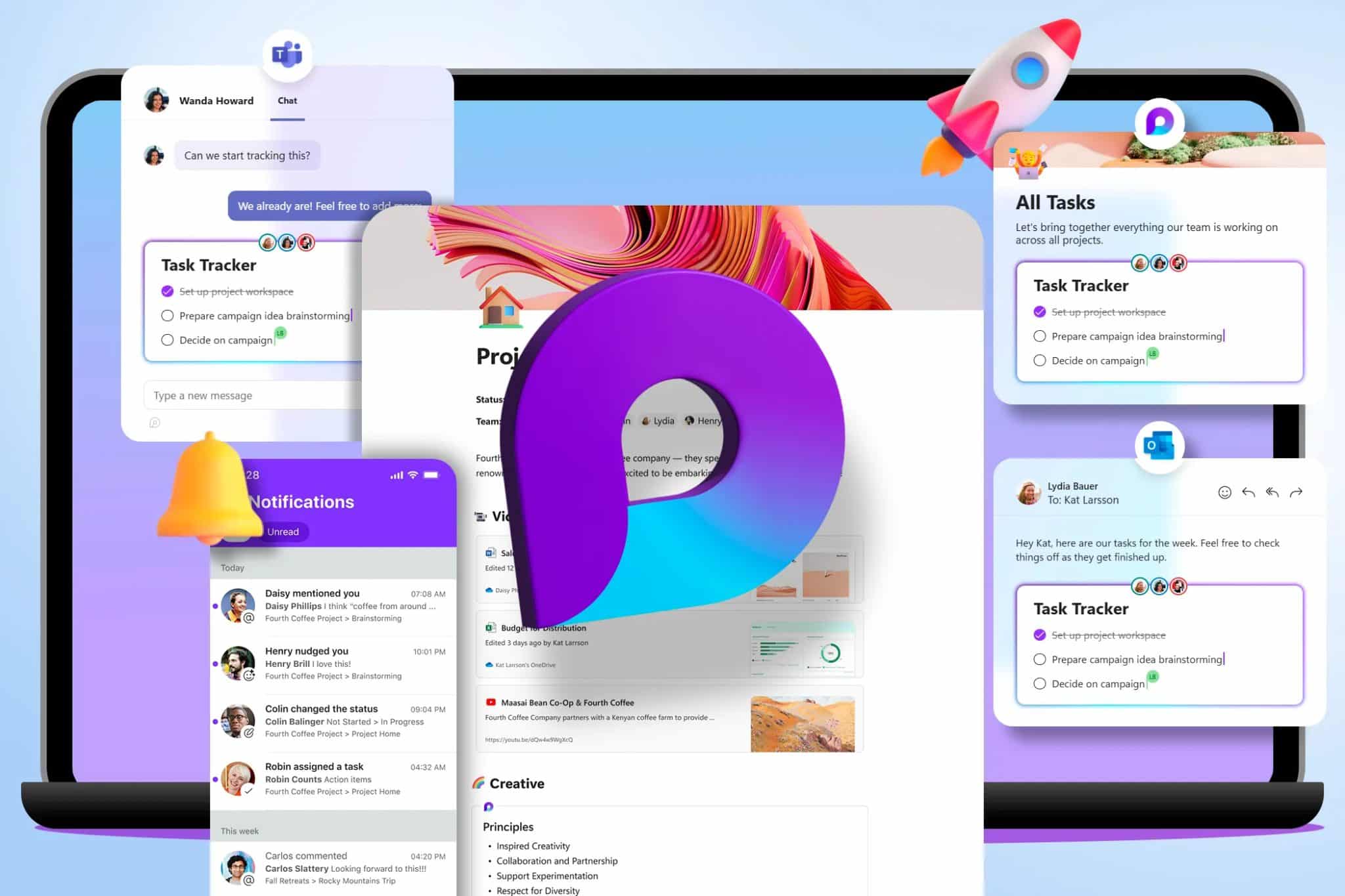 螢幕顯示 Microsoft Loop 整合到某些 Microsoft 365 應用程式中,且 Loop 標誌位於螢幕中央。