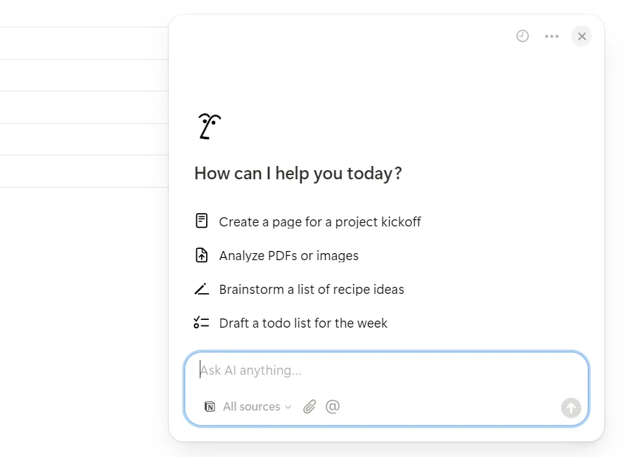 Notion 中的 Notion AI 提示。