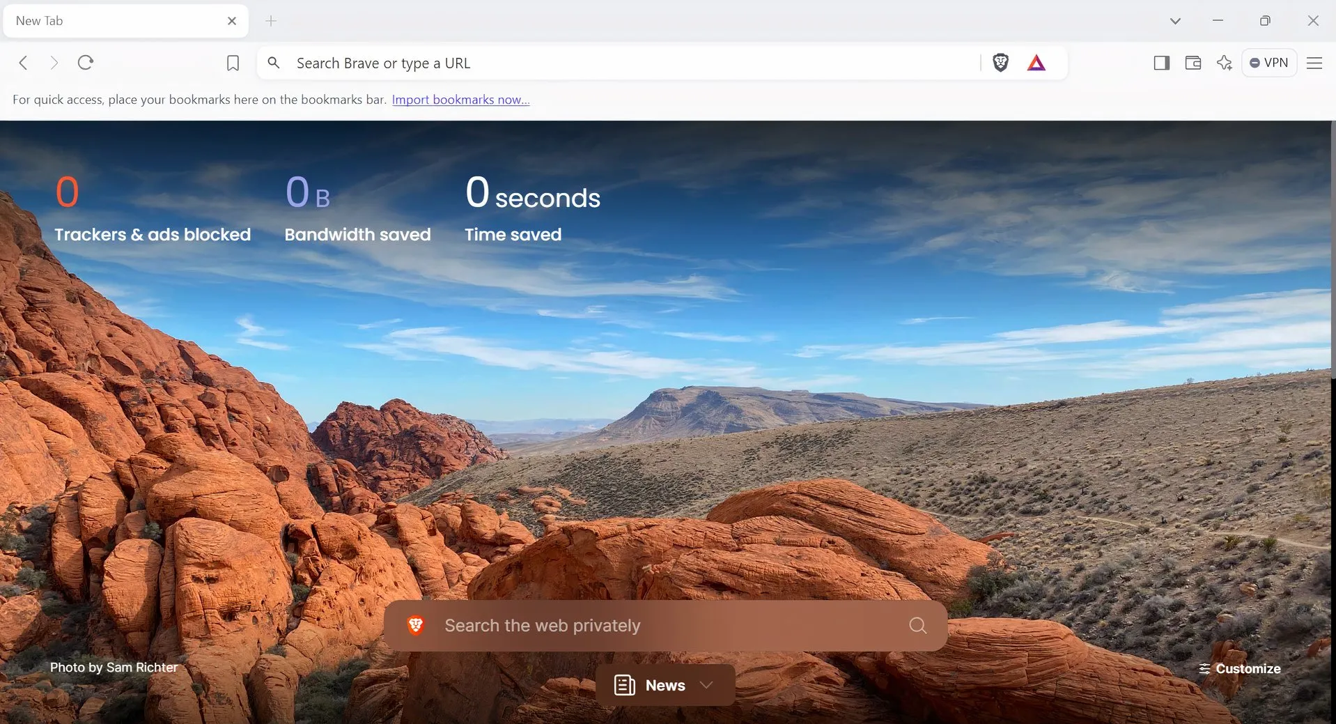 Startseite des Brave-Browsers