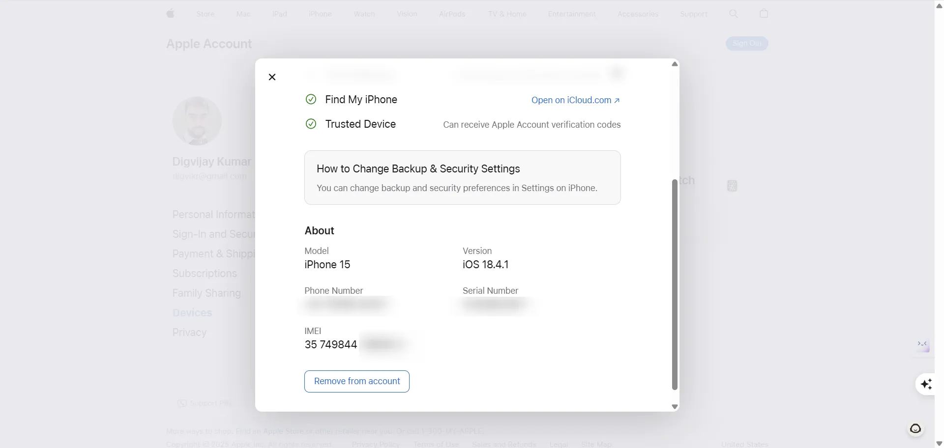 從 Apple 帳戶取得 IMEI 號碼-1