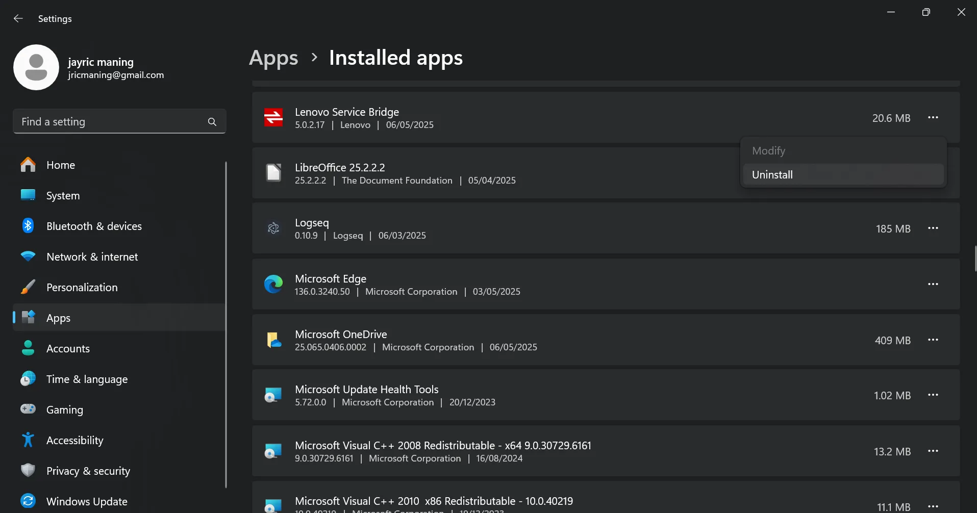 在 Windows 上手動刪除應用程式