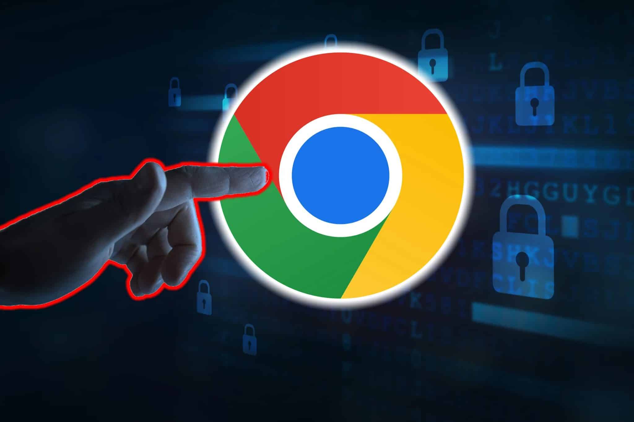 指向 Google Chrome 標誌的人