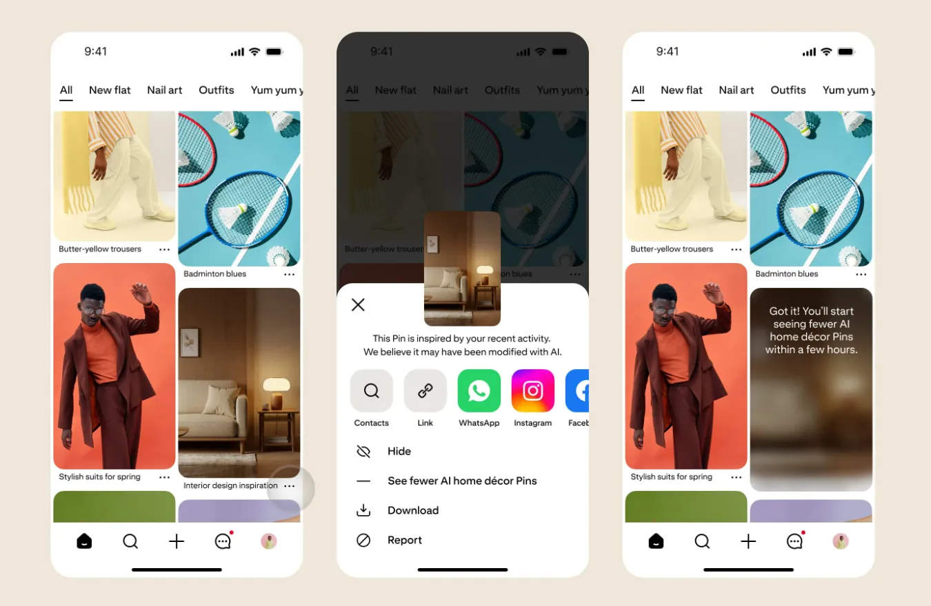如何在 Pinterest 上選擇查看較少的 AI Pin