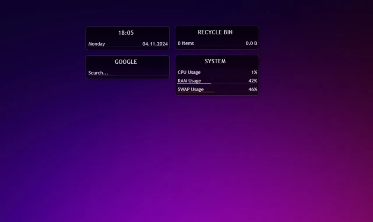 Illustro-Oberfläche für Rainmeter auf dem Windows 11-Desktop