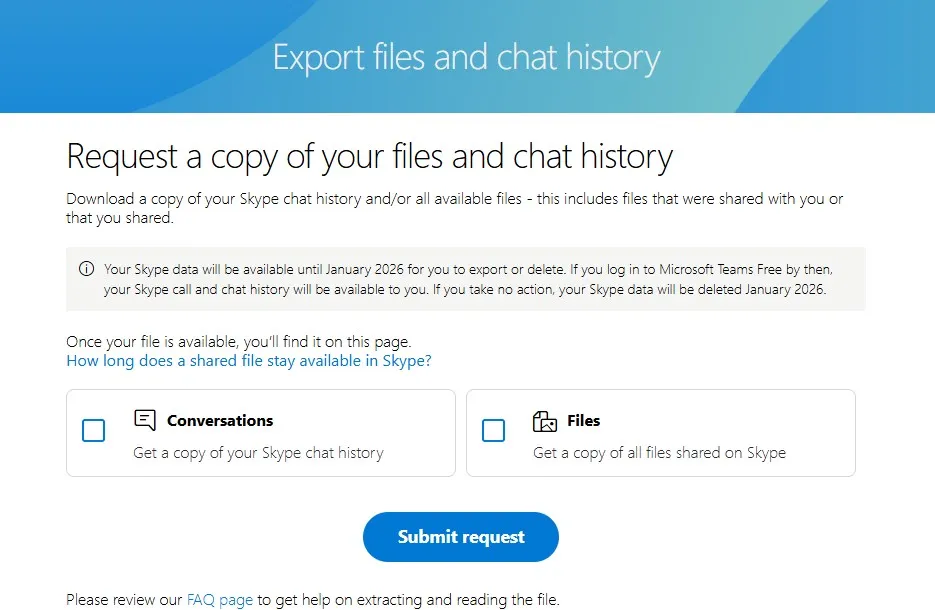 Skype 匯出歷史記錄頁面