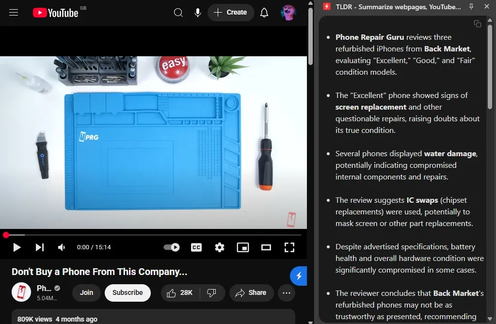 Utiliser TLDR pour résumer une vidéo YouTube 2