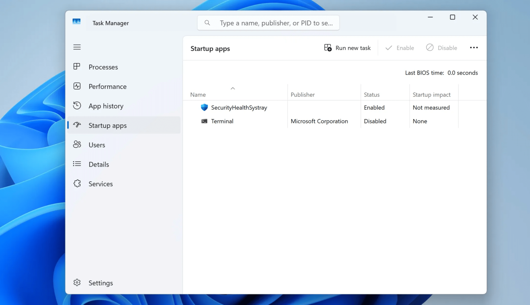 在 Windows 11 中查看啟動應用程式頁面