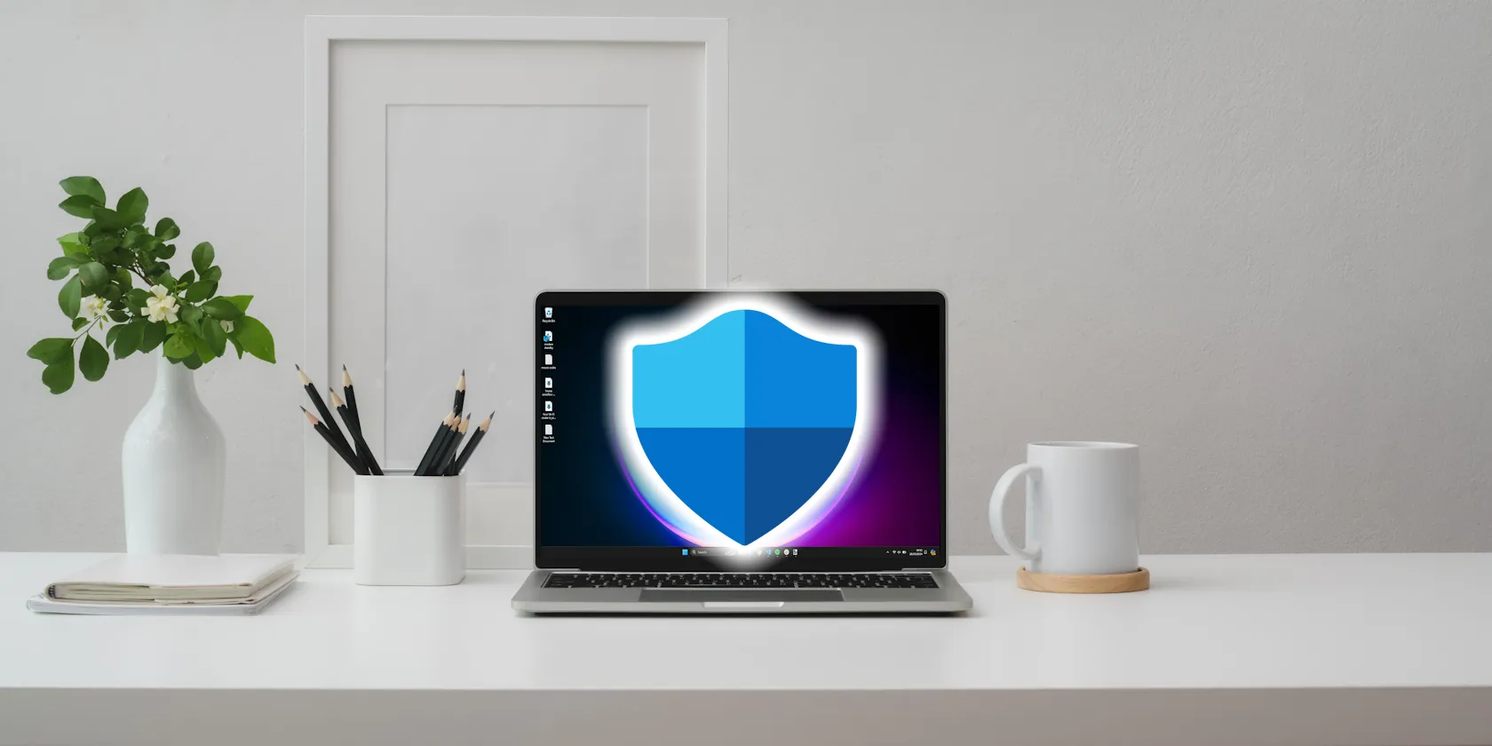 logo di sicurezza di Windows sullo schermo del laptop