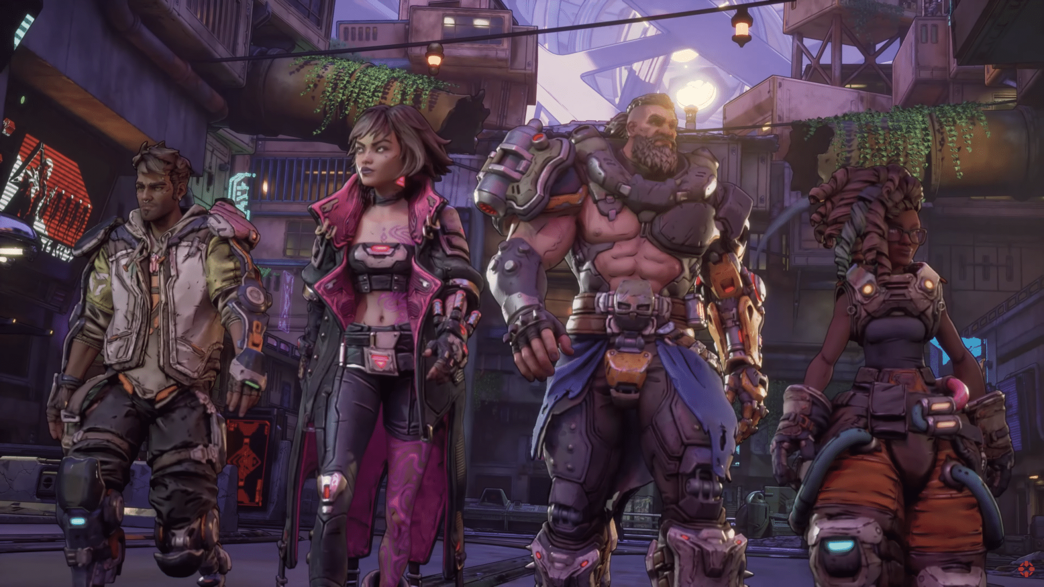 الشخصيات الأربعة في لعبة Borderlands 4 واقفة جنبًا إلى جنب.