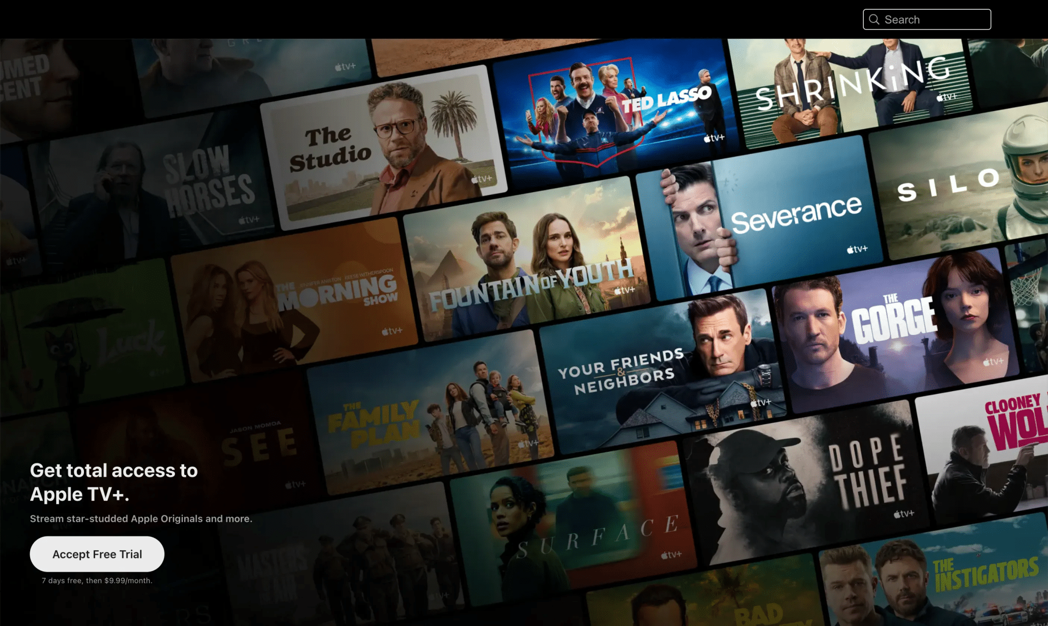 Schermata iniziale di Apple TV+