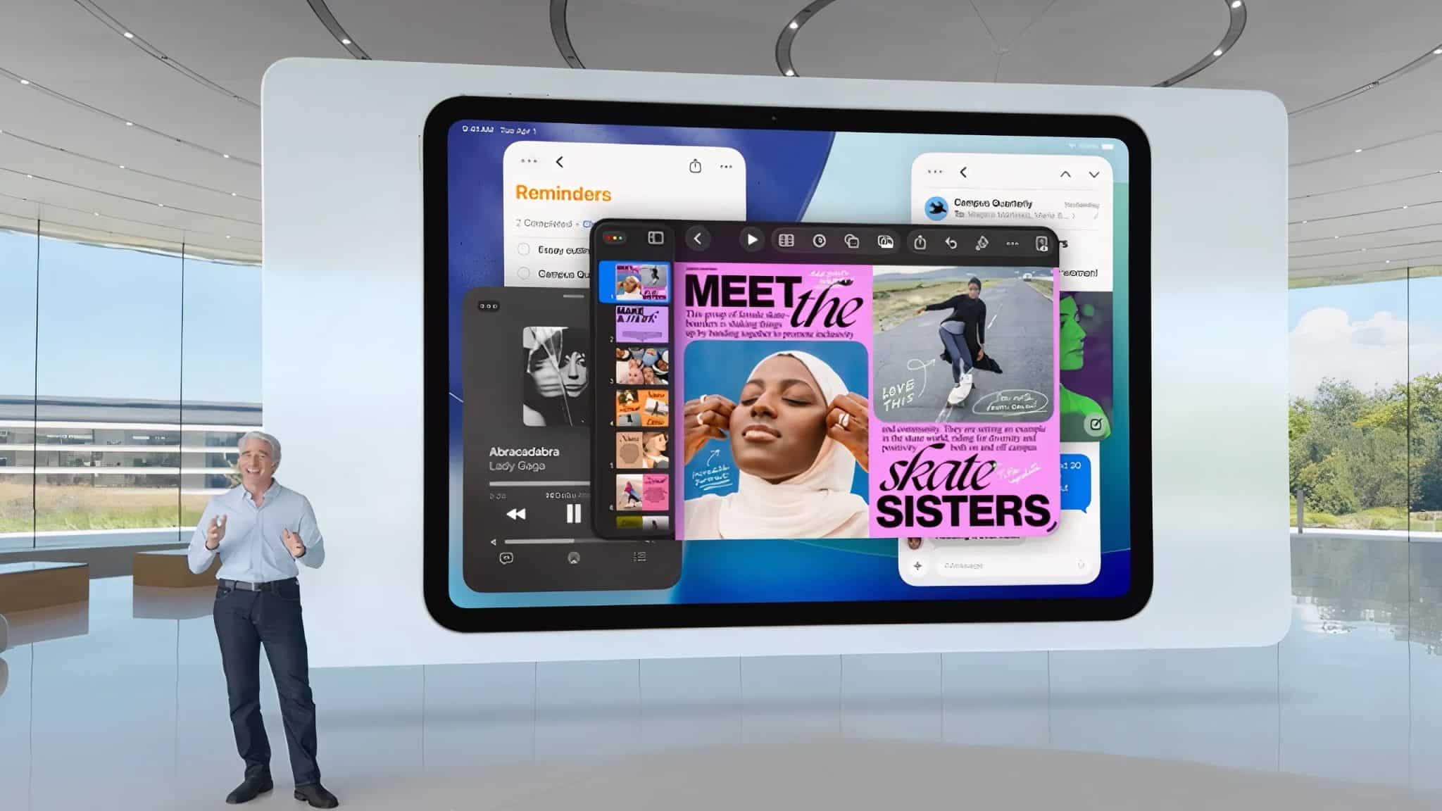 iPadOS 26 展示新多工處理功能的一個例子。