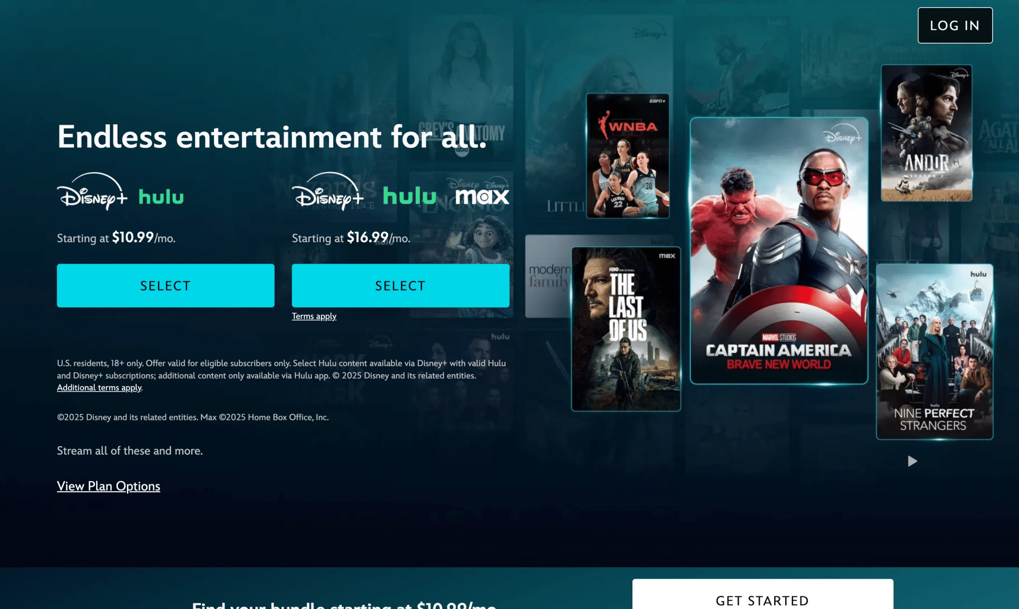Schermata iniziale di Disney+