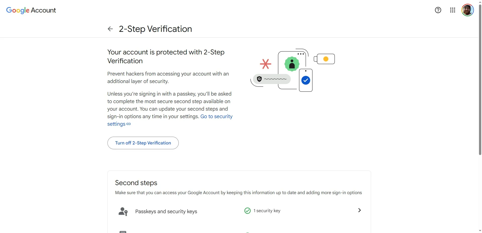 Abilita 2FA per la sicurezza dell'account Google.