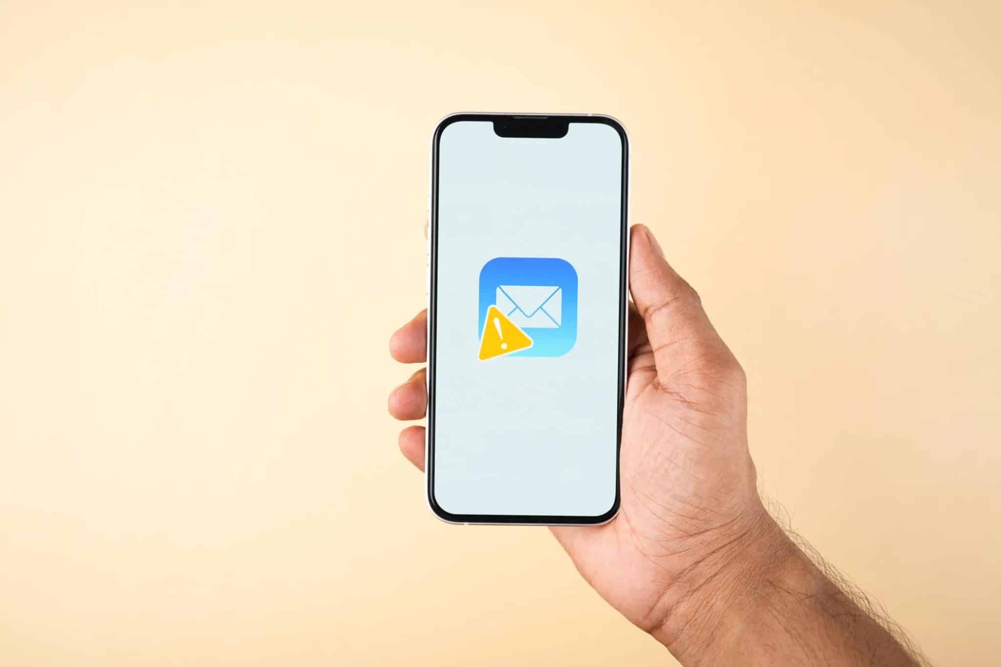 Logo dell'app di posta elettronica per iPhone con avviso
