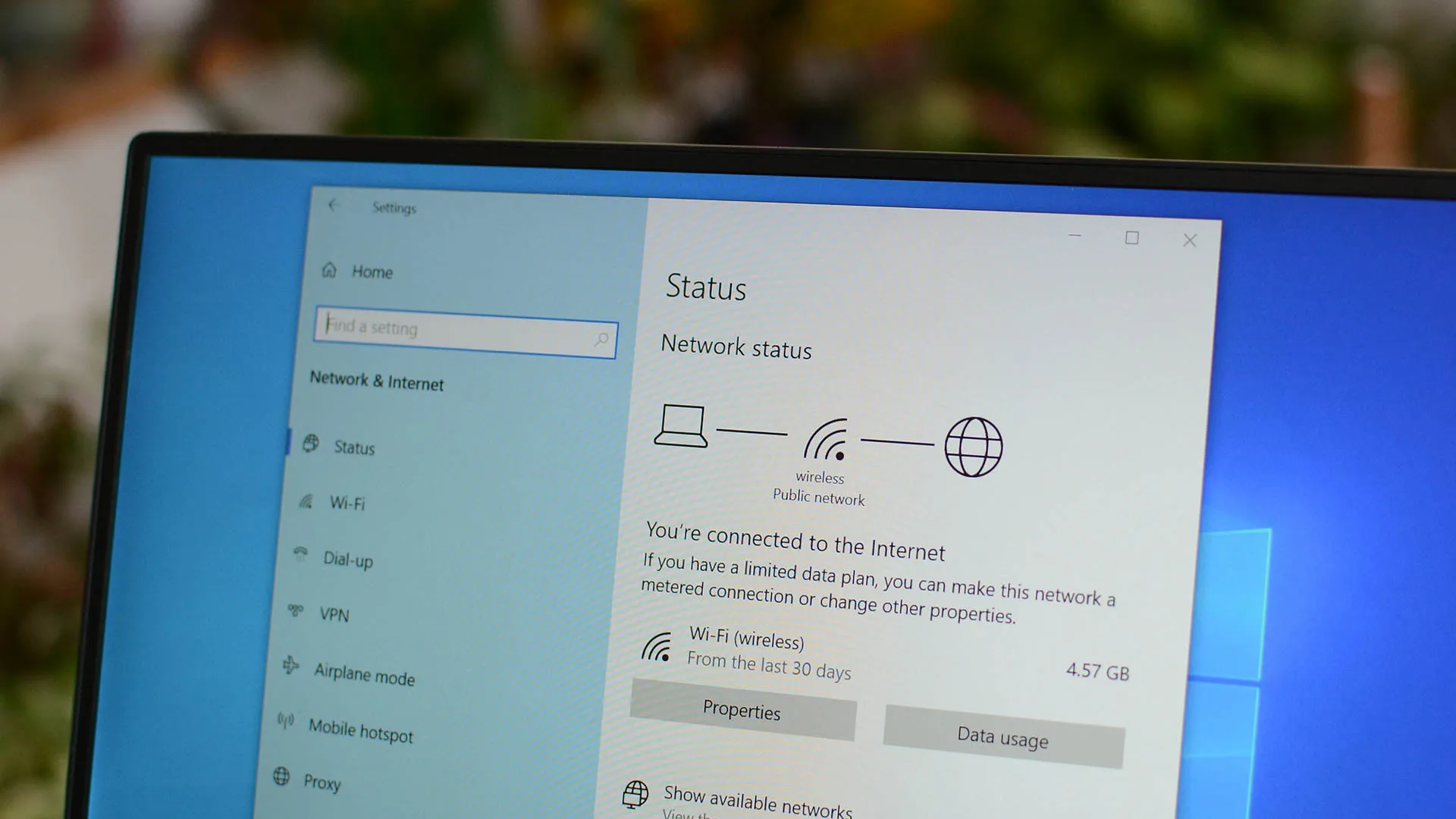 Proprietà dello stato della rete nel pannello di rete delle impostazioni di Windows.jpg