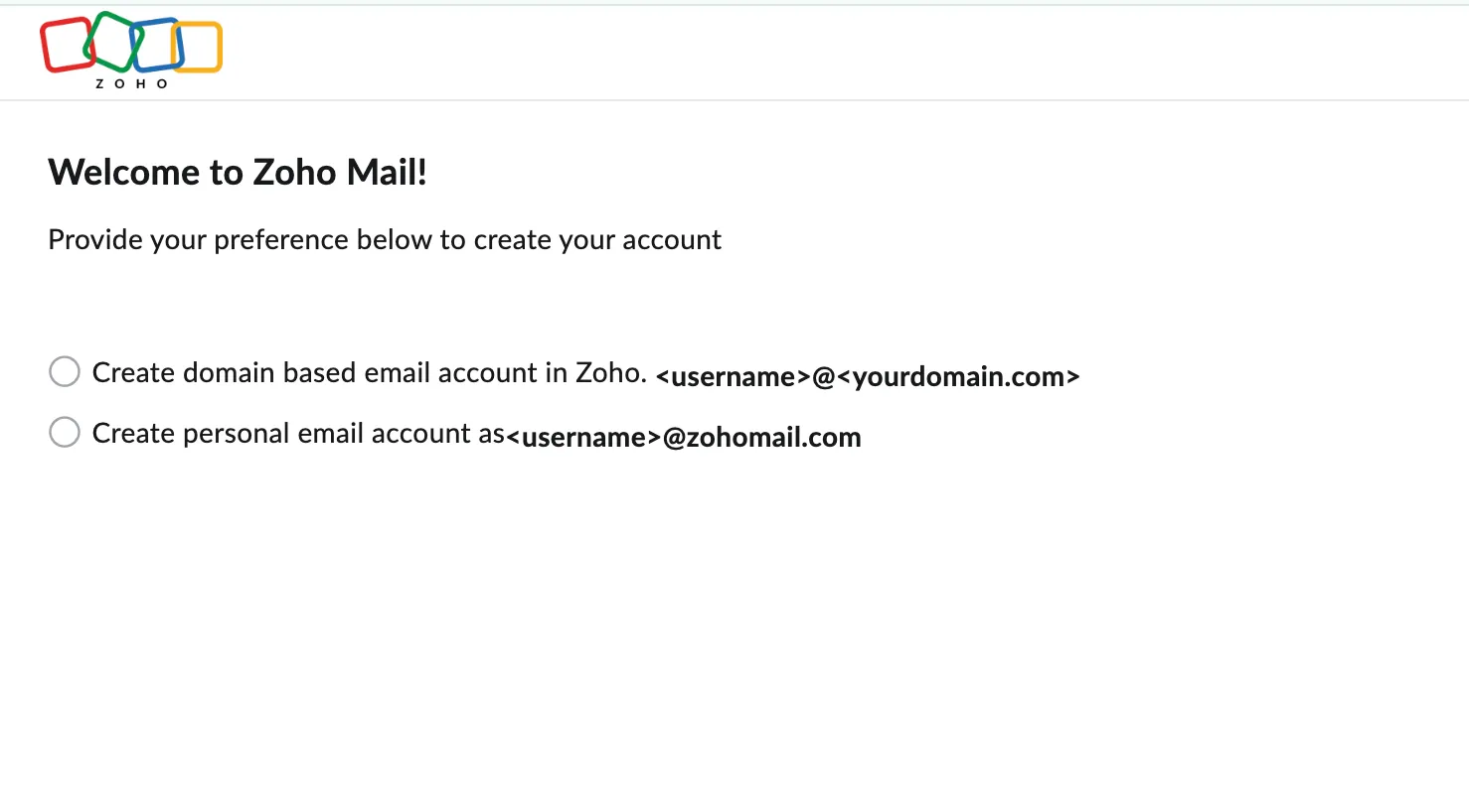 Δημιουργήστε έναν λογαριασμό Zoho Mail