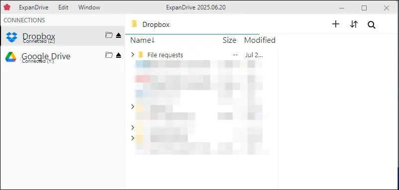 在 Windows 11 中開啟的 ExpanDrive 主畫面