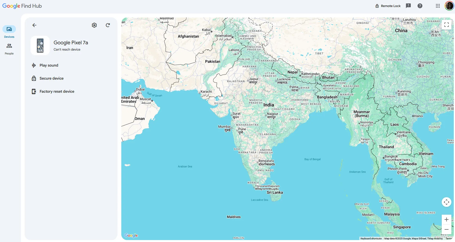 Google Find Hub-Tracking-Bildschirm