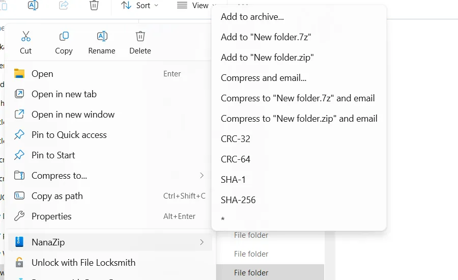NanaZip su Windows.