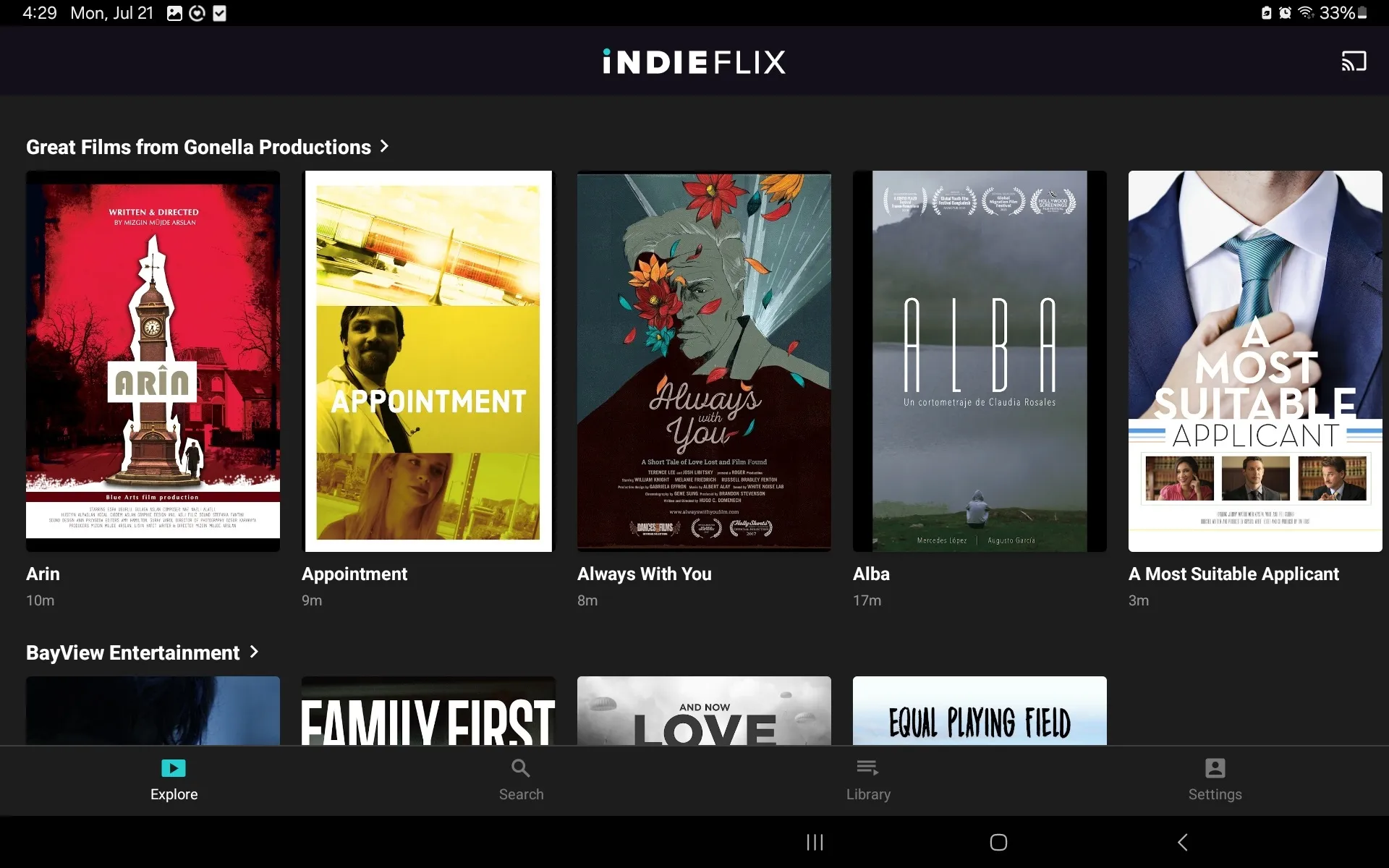 IndieFlix 提供兩行電影供線上觀看