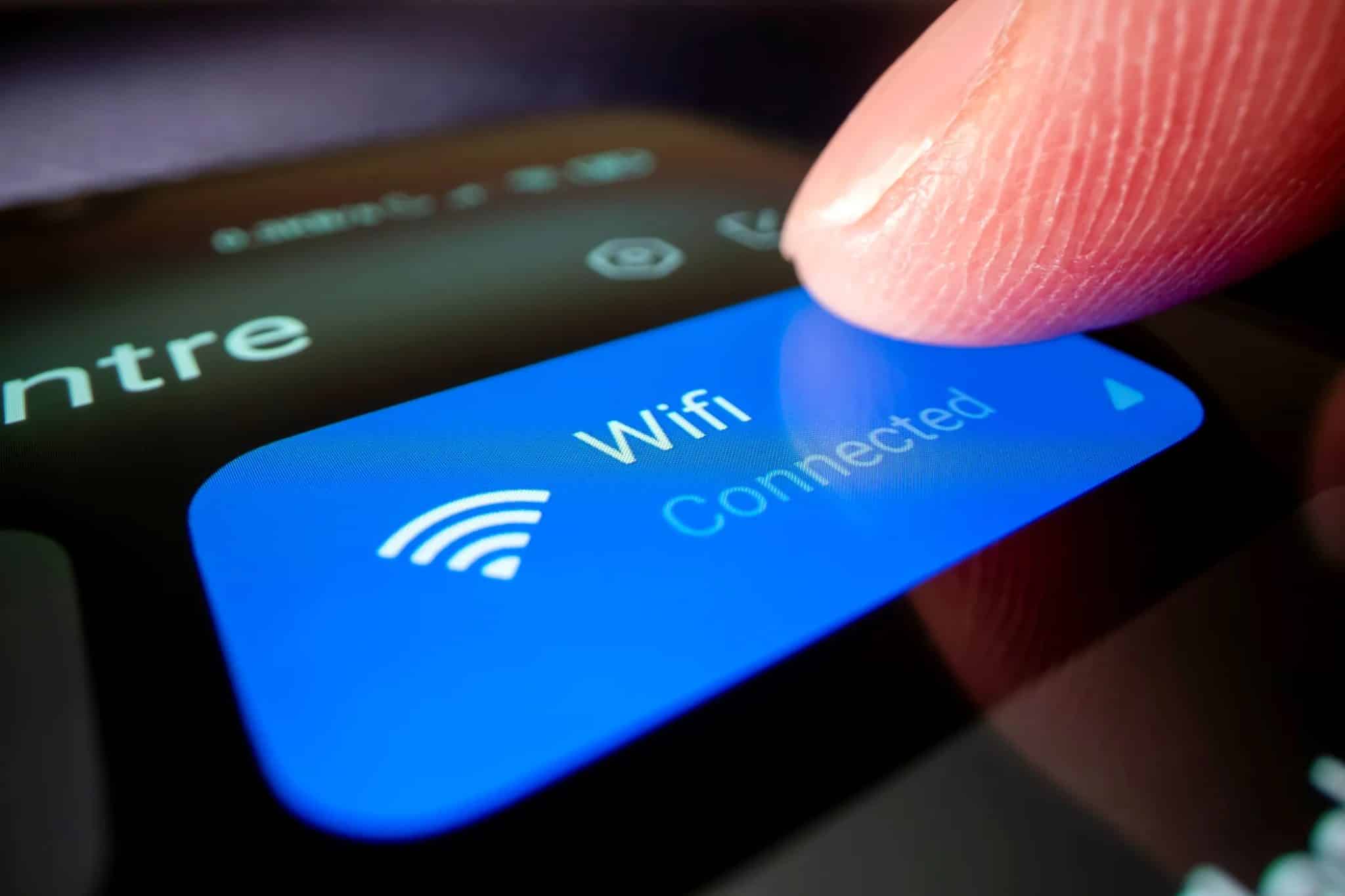 Bouton de connexion Wi-Fi sur smartphone.