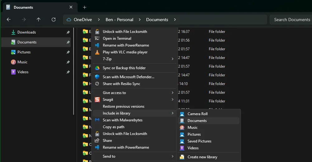 Windows: Zur Bibliothek hinzufügen im Datei-Explorer