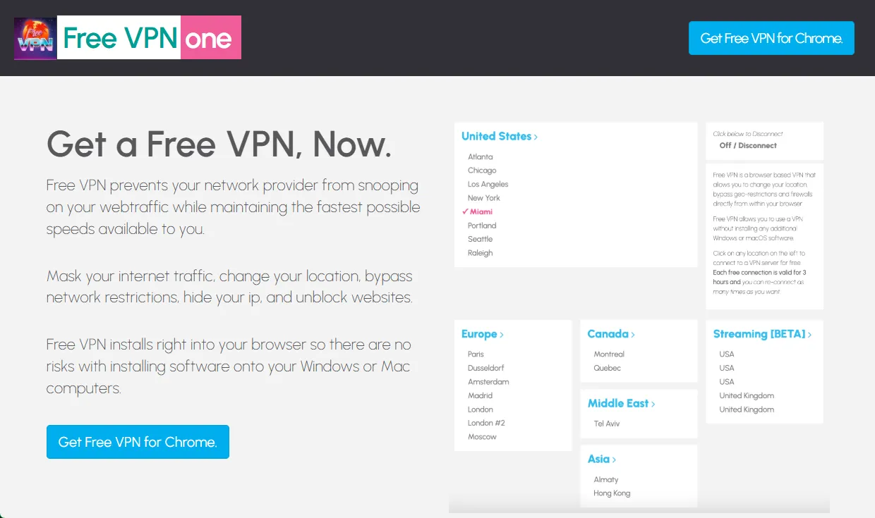 VPN gratuita su un sito web