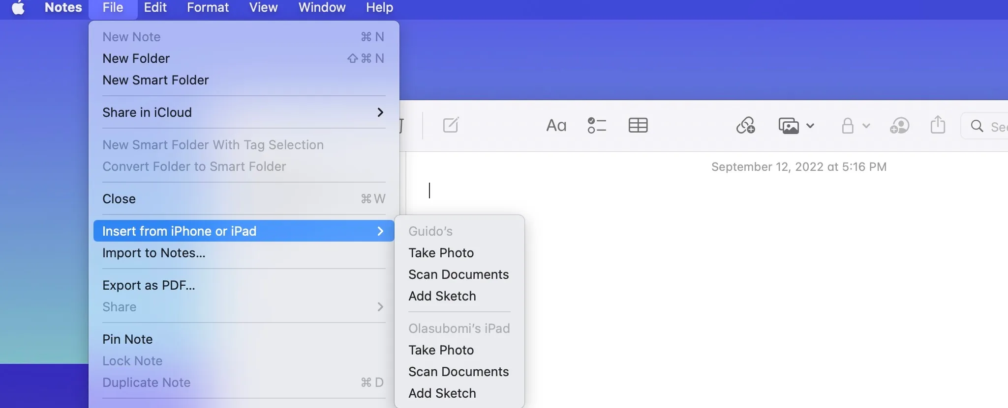 Utilizzo di Continuity Sketch di Apple