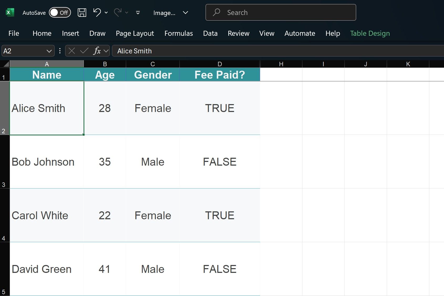 Excel 中的賓客名單表