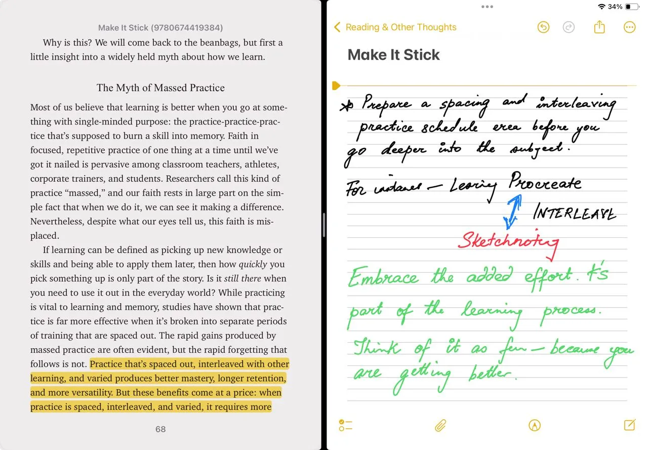 Appunti del libro su iPad