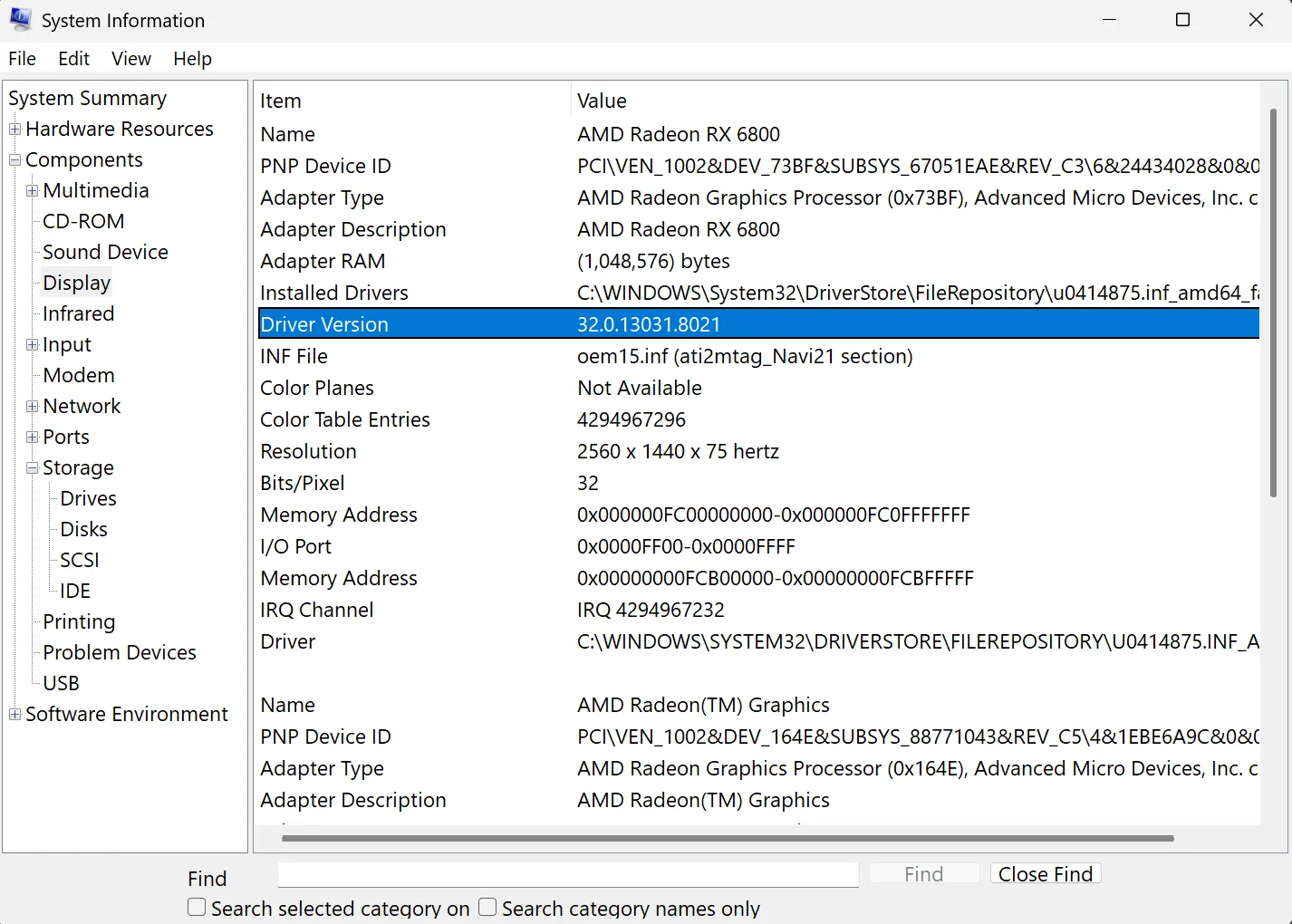 Visualizza la versione del driver del monitor nelle informazioni di sistema di Windows