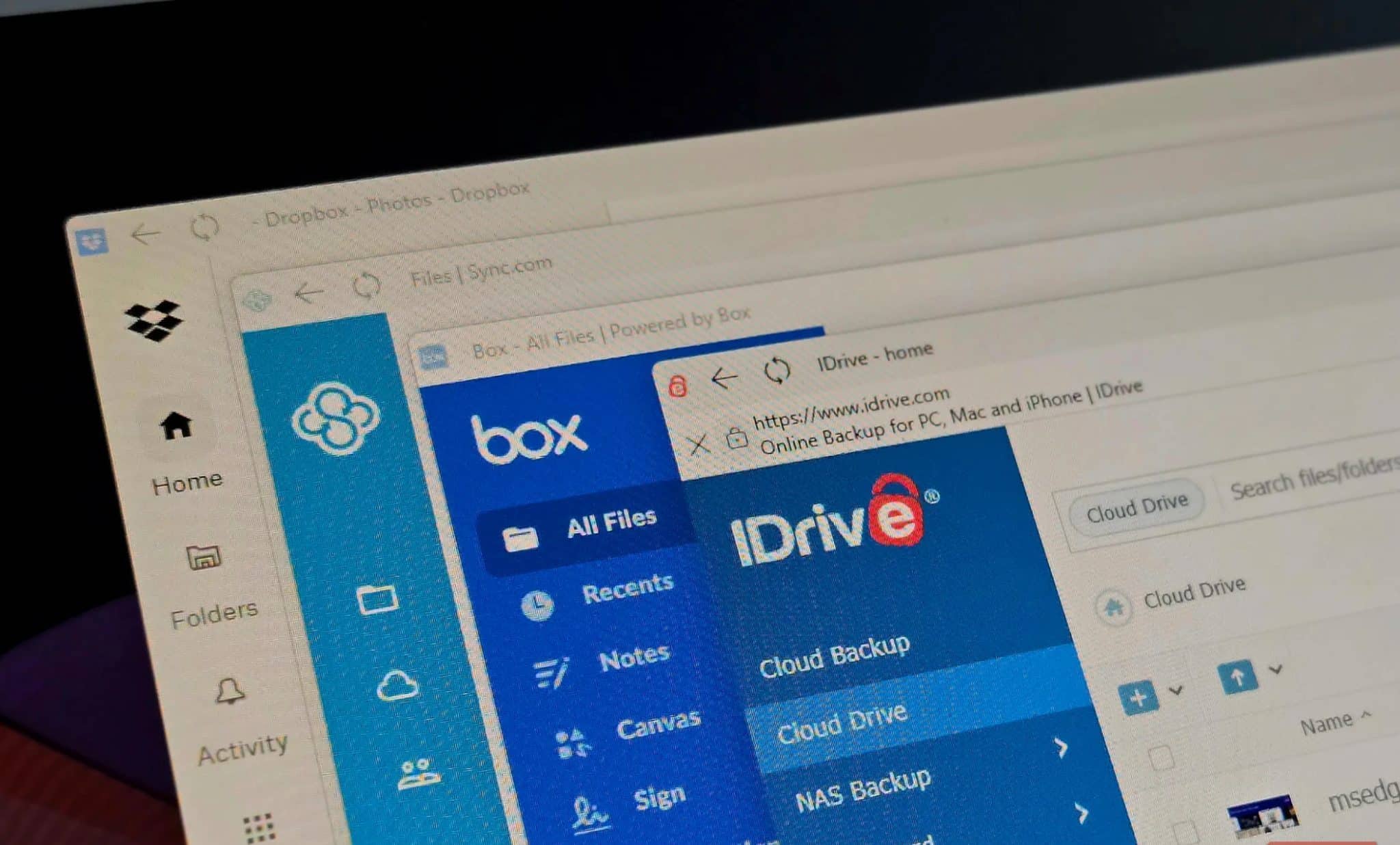 BENQ 顯示器上的 Dropbox、Box、iDrive、Sync-dot-com 應用程式